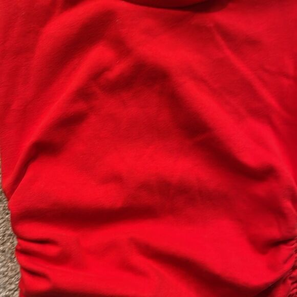 Zara Red Ruched Crop Muscle Tee size small - Picture 3 of 7
